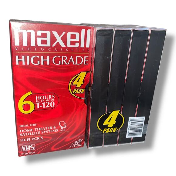 Maxell High Grade Hi-Fi VCR Video Cassette T-120 6 Hour VHS SEALED Lot of 8 - Picture 9 of 10